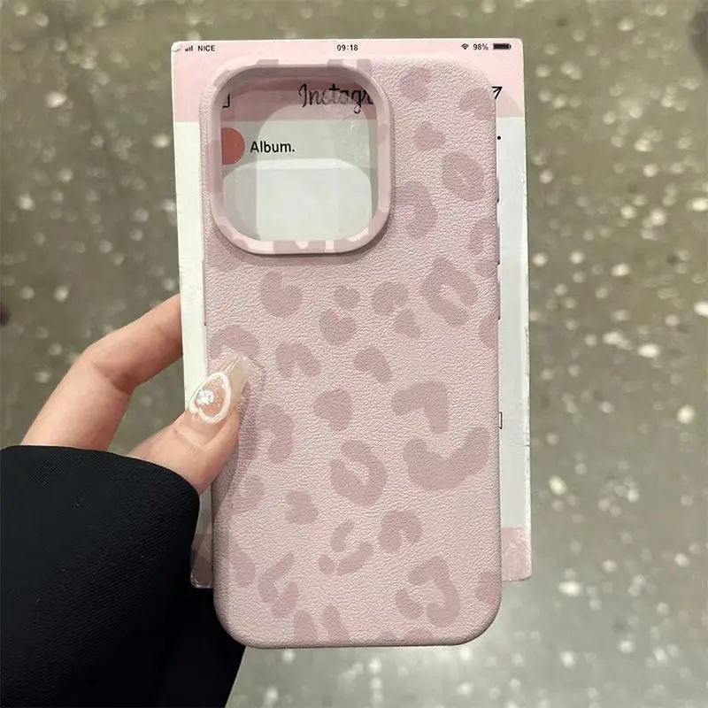 Xiaomi Redmi Note 14 - Pink Leopard Print Lichee Pattern Silicone